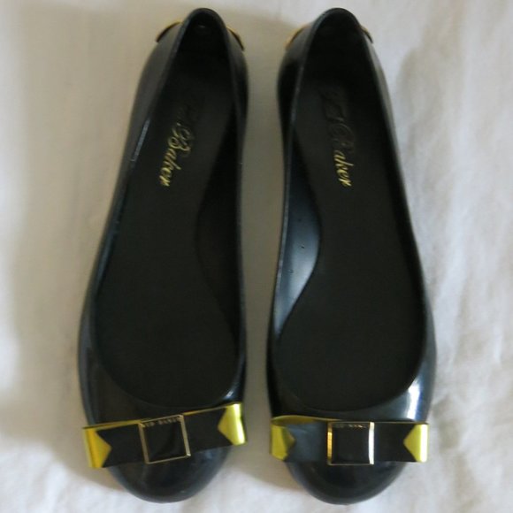 Ted Baker London Bow Jelly Pump Flat Black Gold - Size 4 - Picture 1 of 8